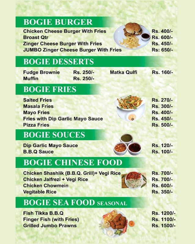 Cafe Bogie menu