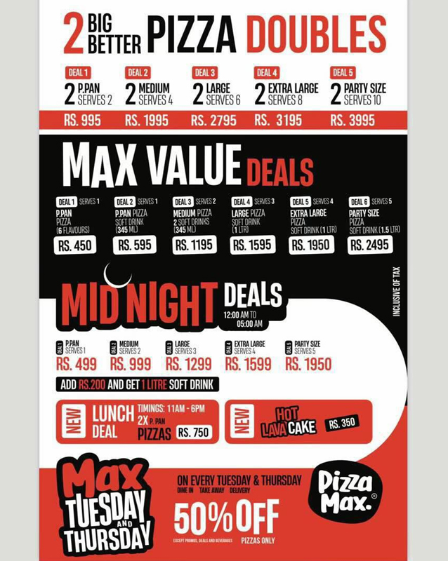 Pizza Max menu