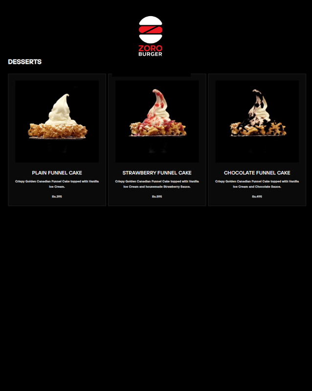Zoro Burger   menu