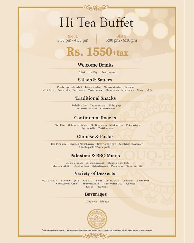 Zouq-E-Saeed Restaurant menu