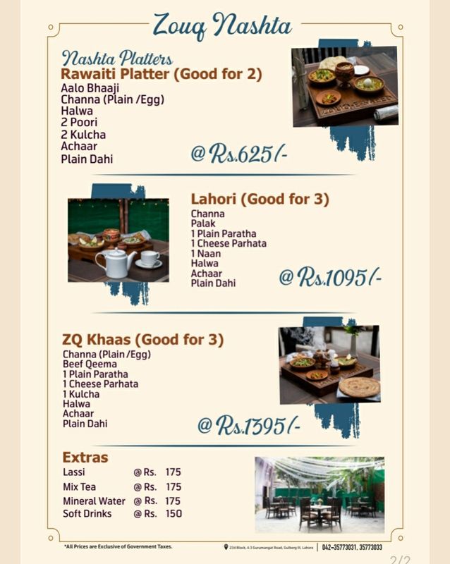 Zouq-E-Saeed Restaurant menu