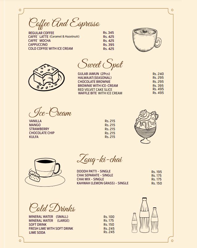 Zouq-E-Saeed Restaurant menu