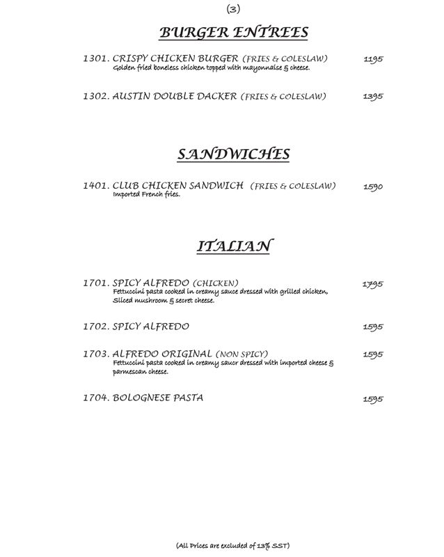Kolachi Restaurant menu