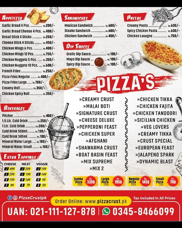 Pizza Crust menu