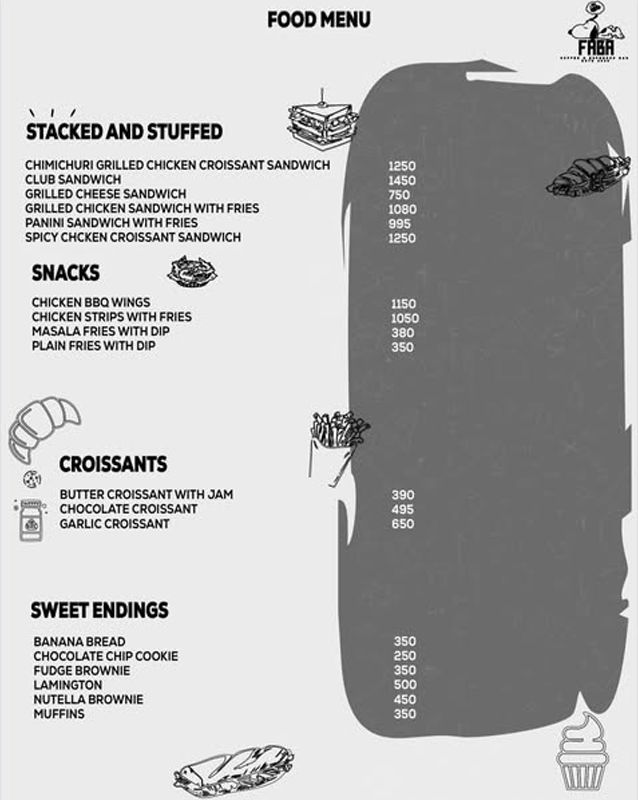Faba Coffee menu