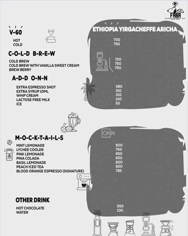 Faba Coffee menu
