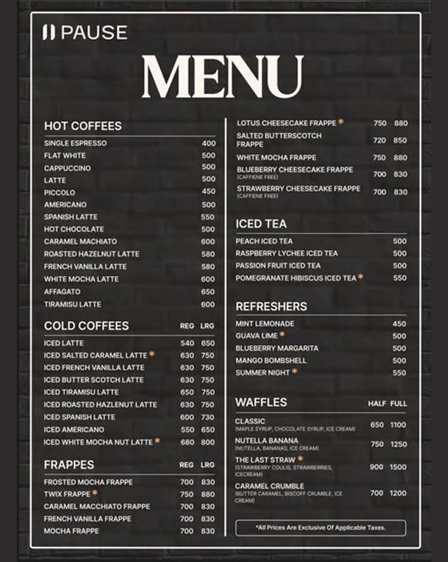 Pause menu